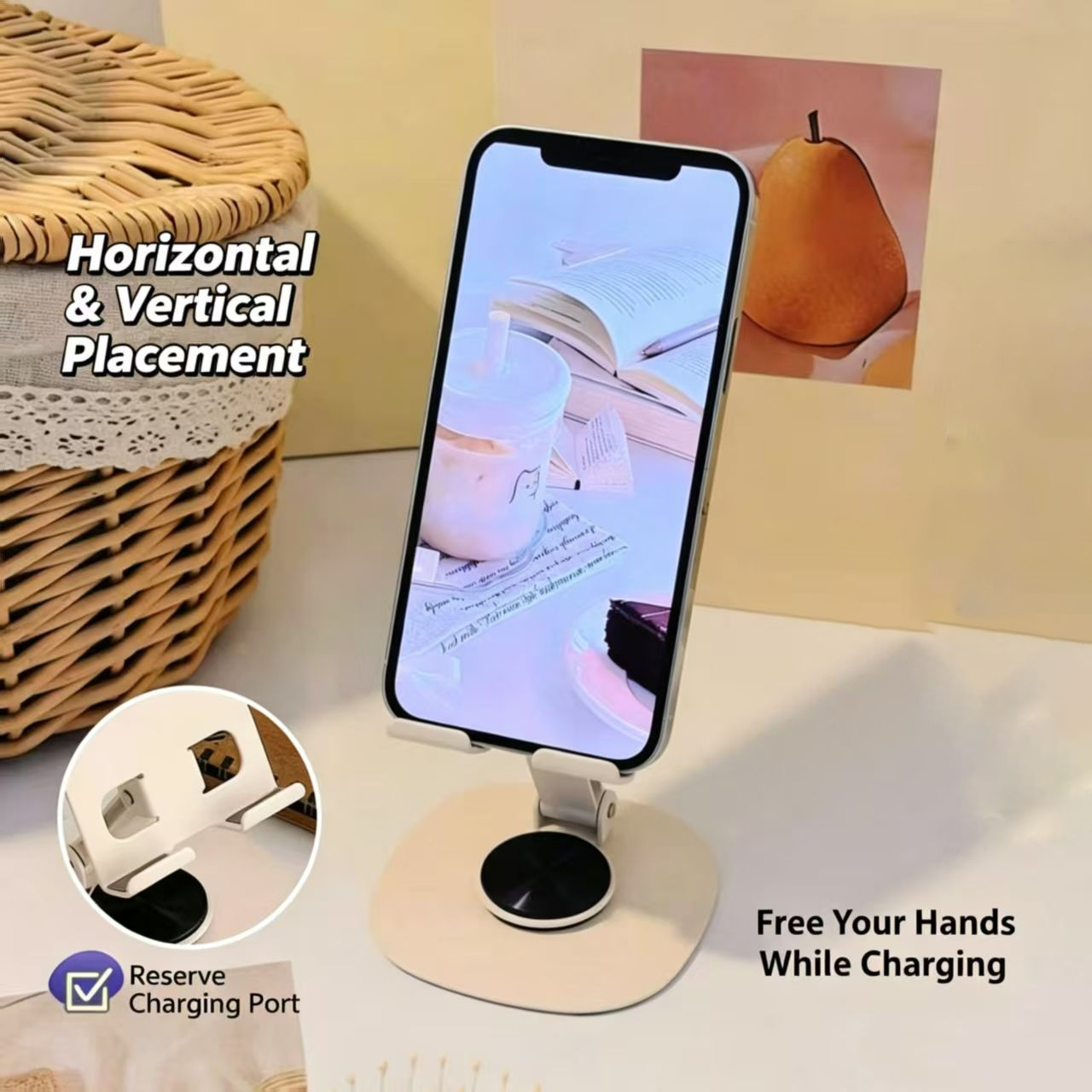 Kremowy, składany, regulowany  – Tablet Stand Adjustable recenzja i cena